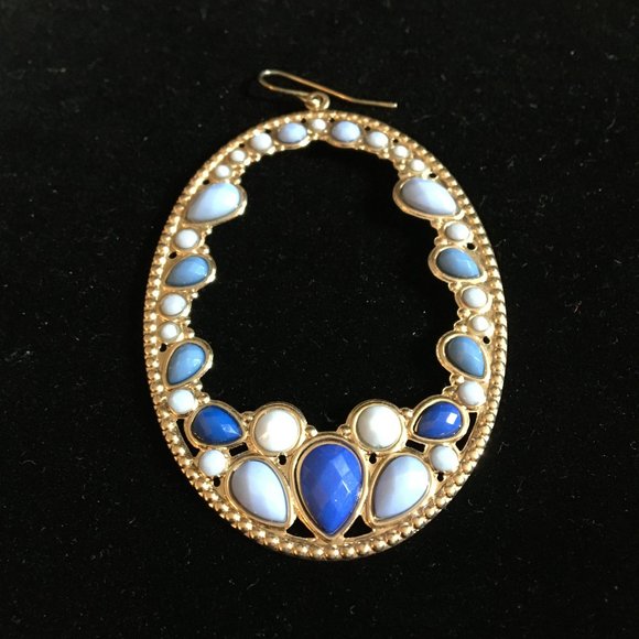 Pierced Earrings Vintage Retro Large Hoops Blues Women's Jewelry Costume   SALE! - Picture 6 of 15